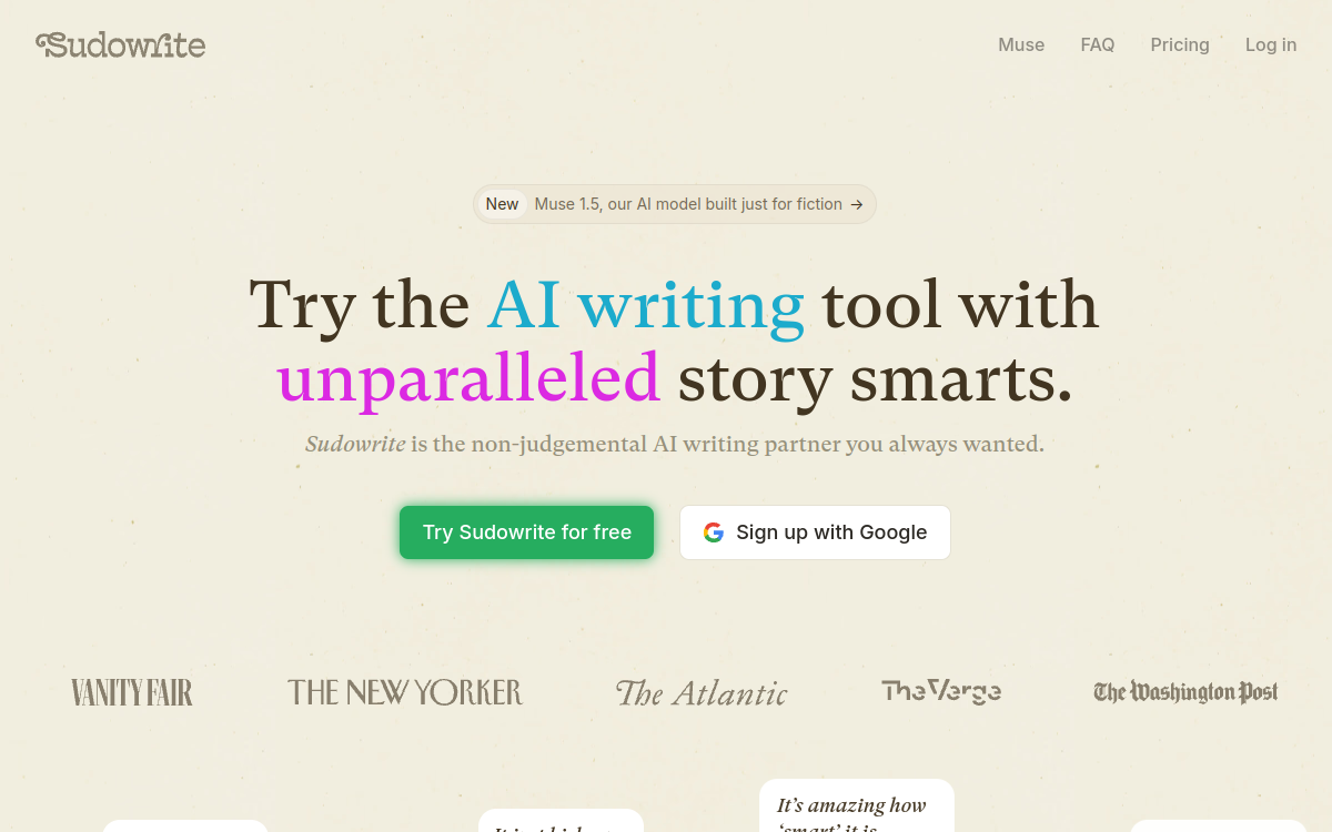 Screenshot von Sudowrite