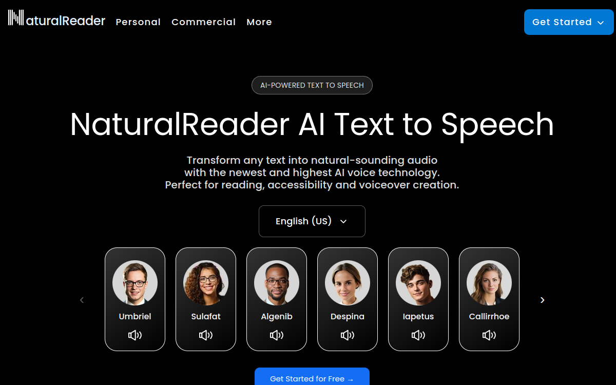 Screenshot von NaturalReaders