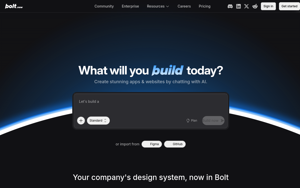 Screenshot von Bolt.new