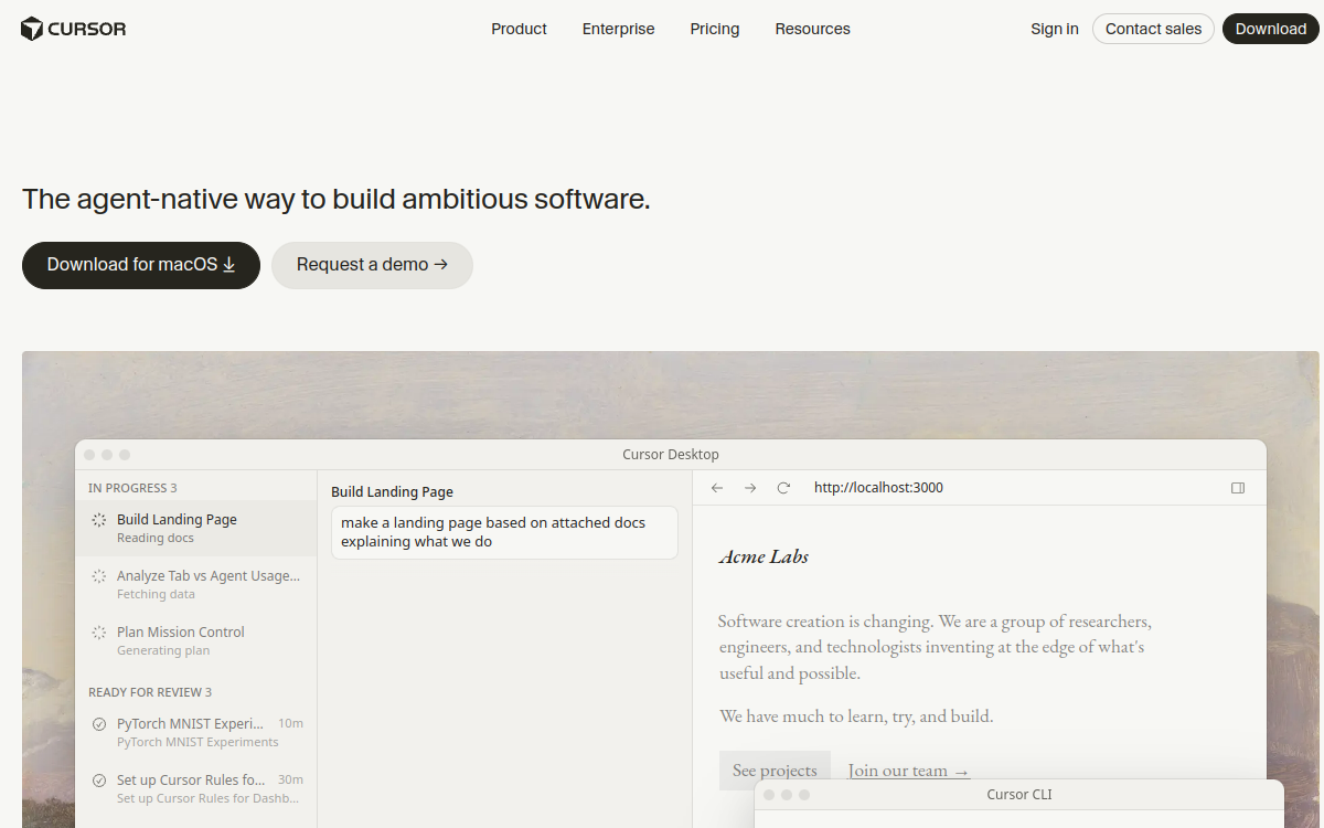 Screenshot von Cursor