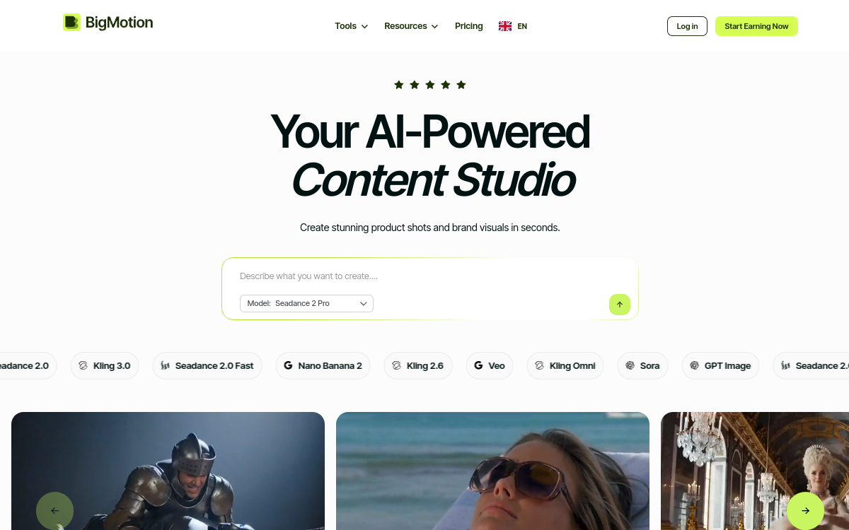 Screenshot von BigMotion AI