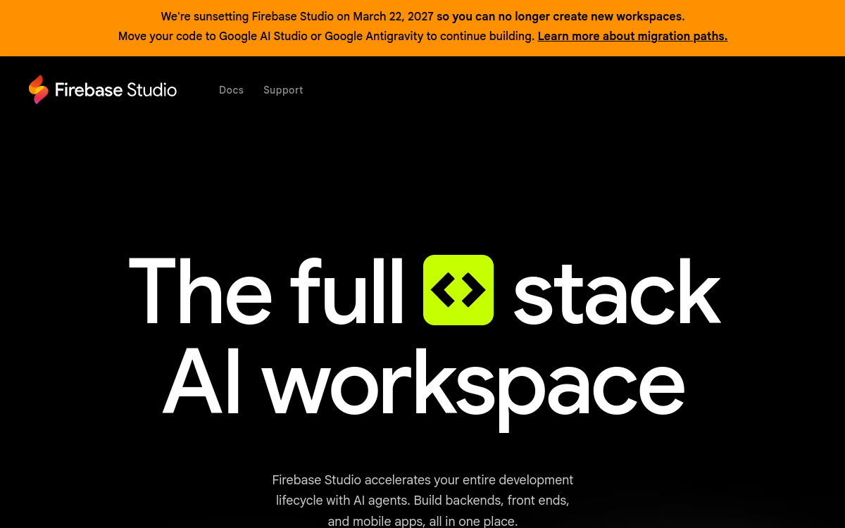Screenshot von Firebase Studio