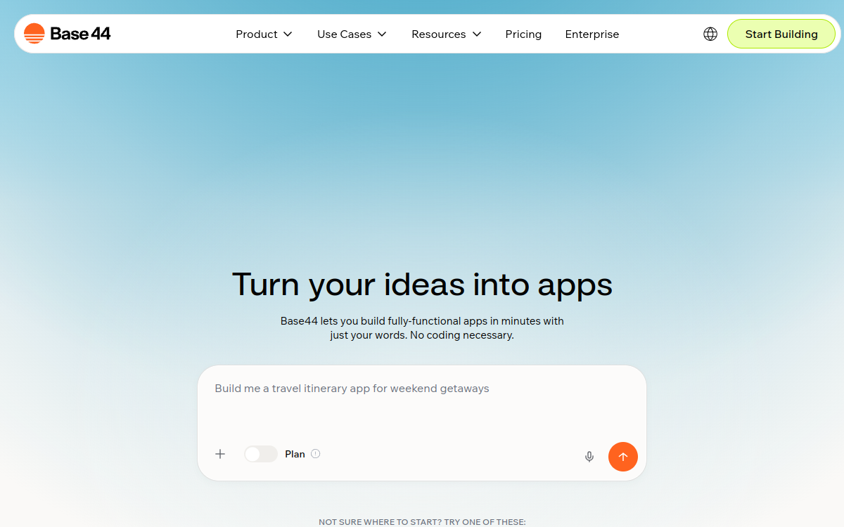 Screenshot von Base44