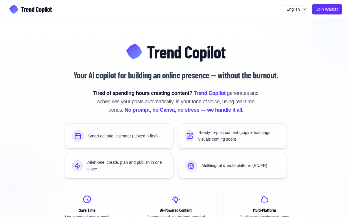 Screenshot von Trend Copilot