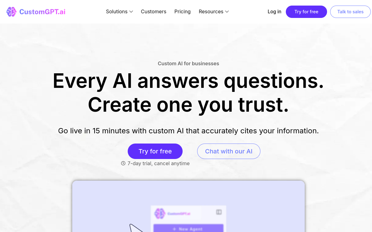 Screenshot von CustomGPT.ai