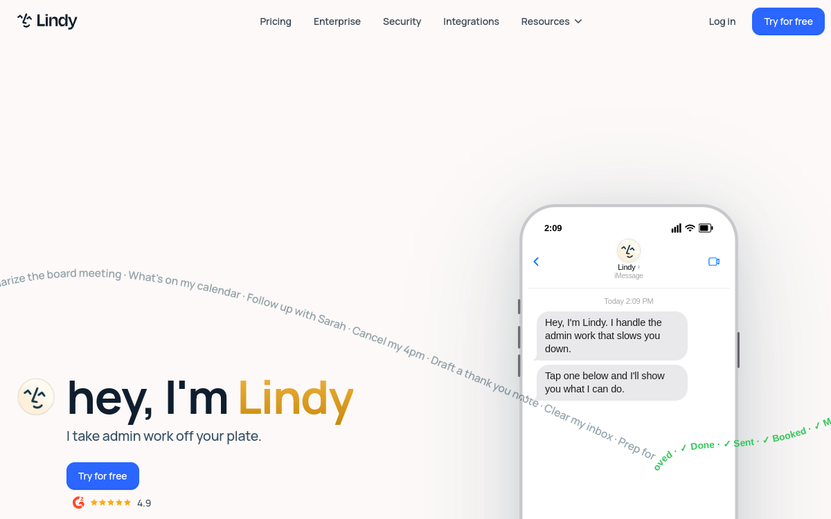 Screenshot von Lindy AI