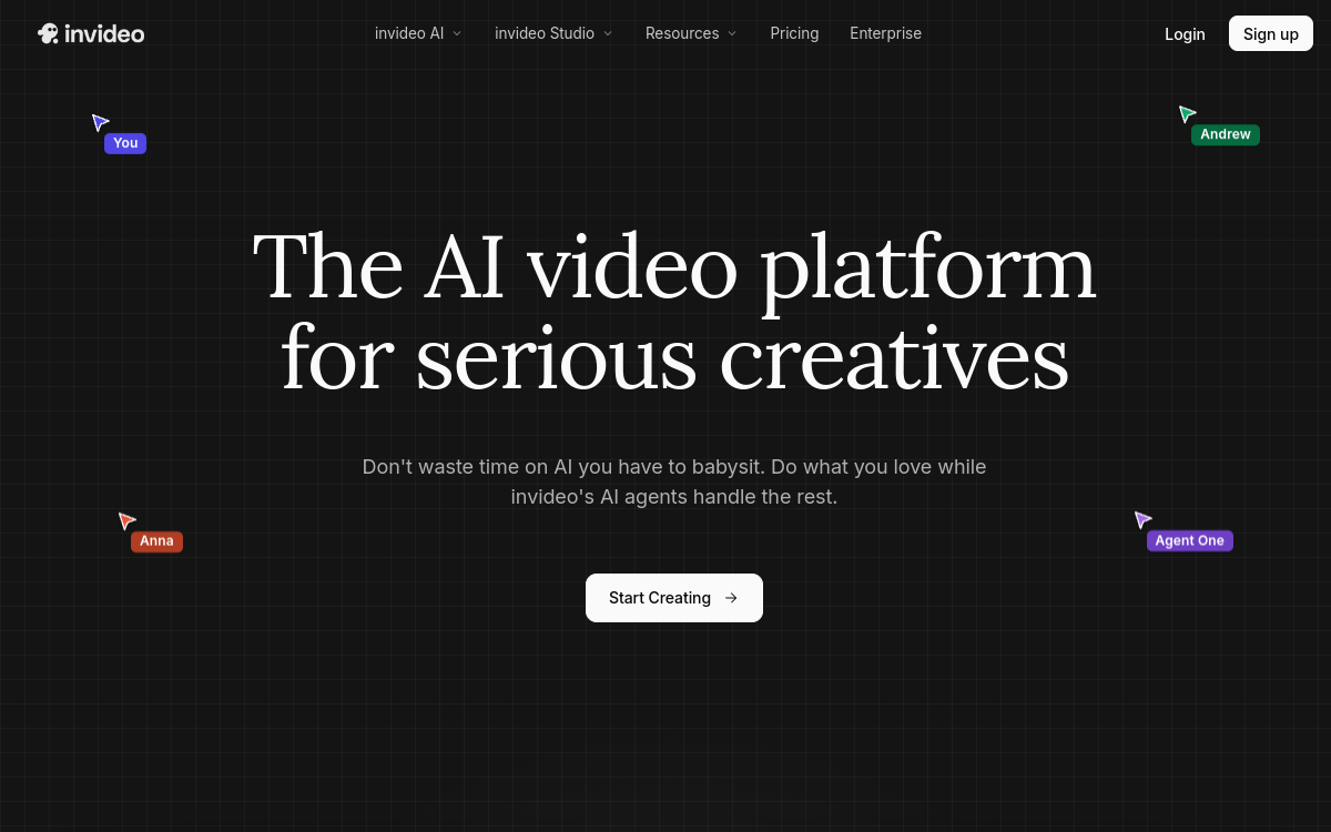 Screenshot von Invideo AI