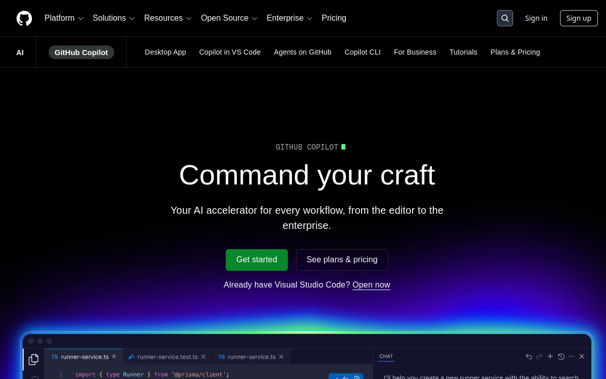 Screenshot von GitHub Copilot (Copilot X)
