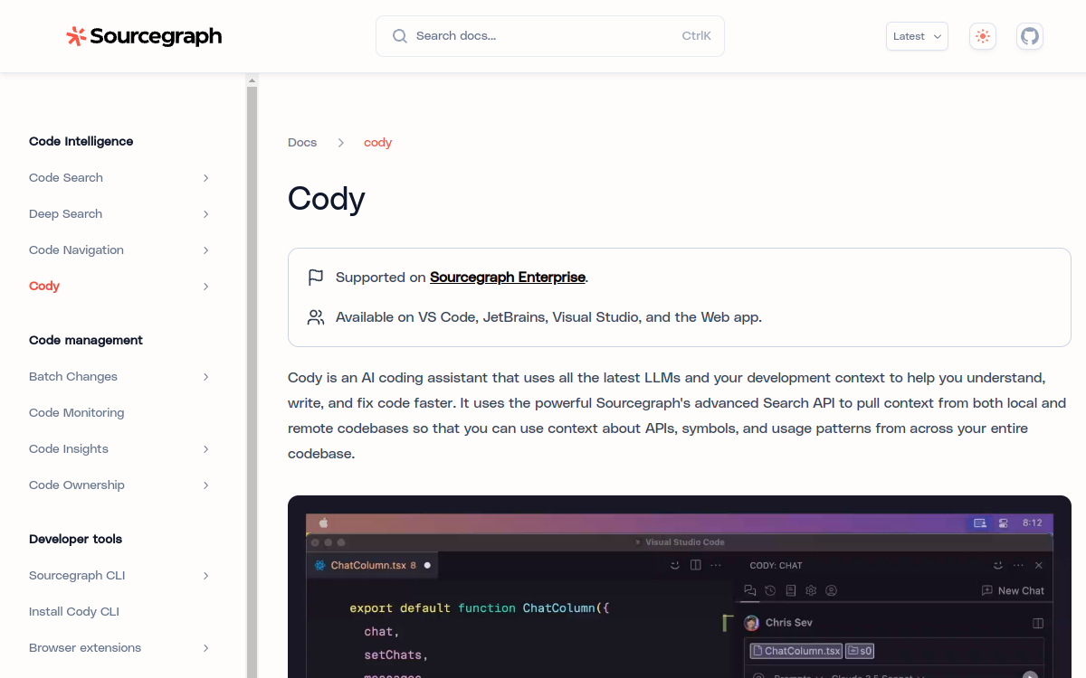 Screenshot von Sourcegraph Cody