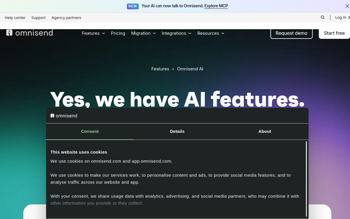 Screenshot von Omnisend AI