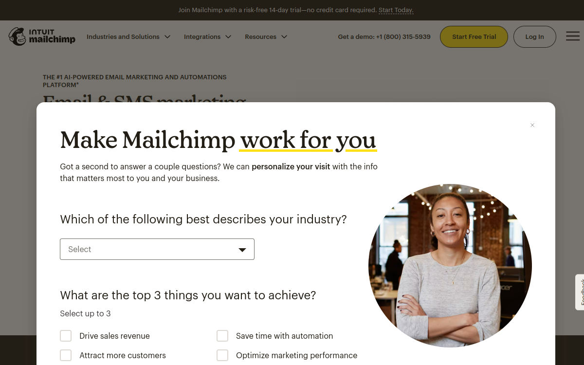 Screenshot von Mailchimp AI