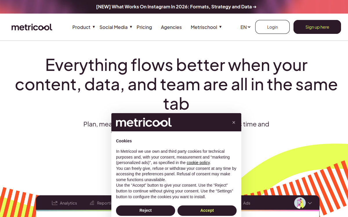Screenshot von Metricool AI