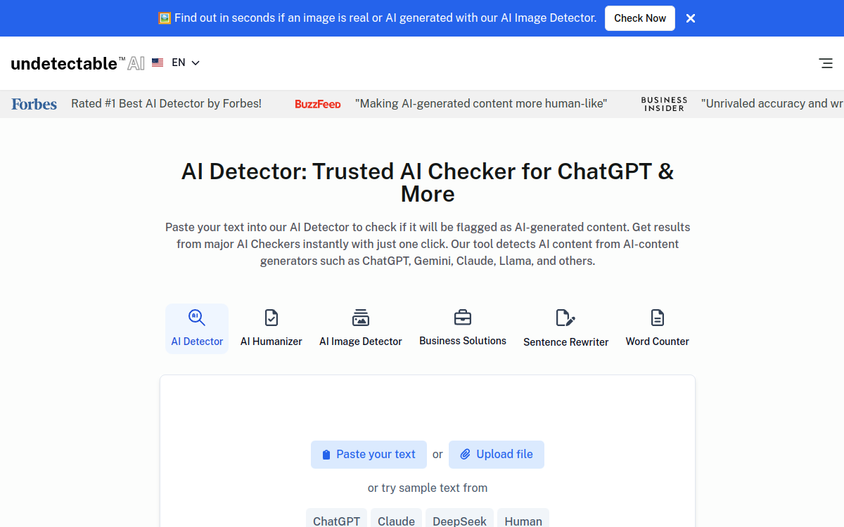 Screenshot von Undetectable.ai