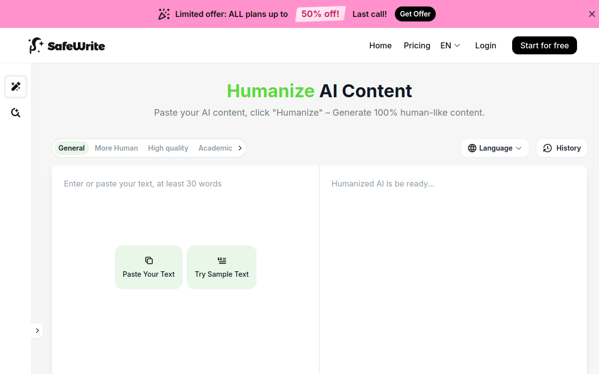 Screenshot von SafeNew AI