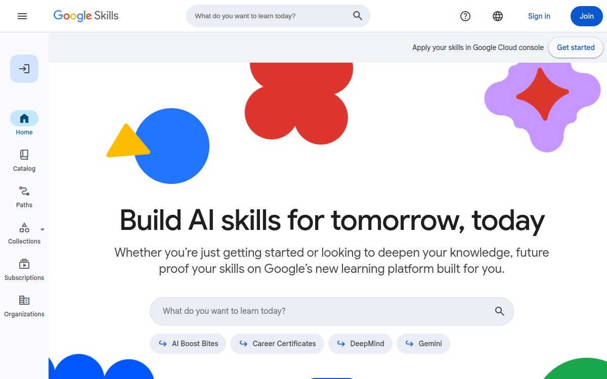 Screenshot von Google Skills