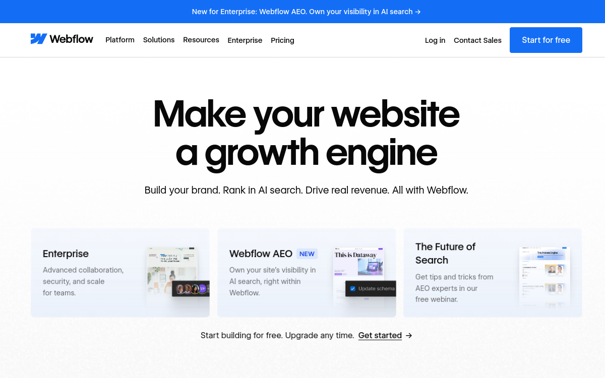 Screenshot von Webflow