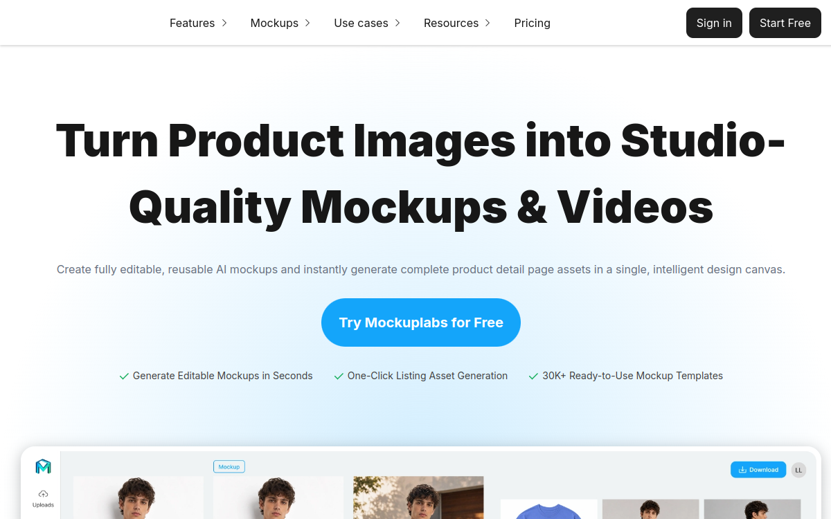 Screenshot von MockupLabs AI