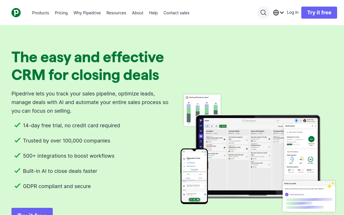 Screenshot von Pipedrive