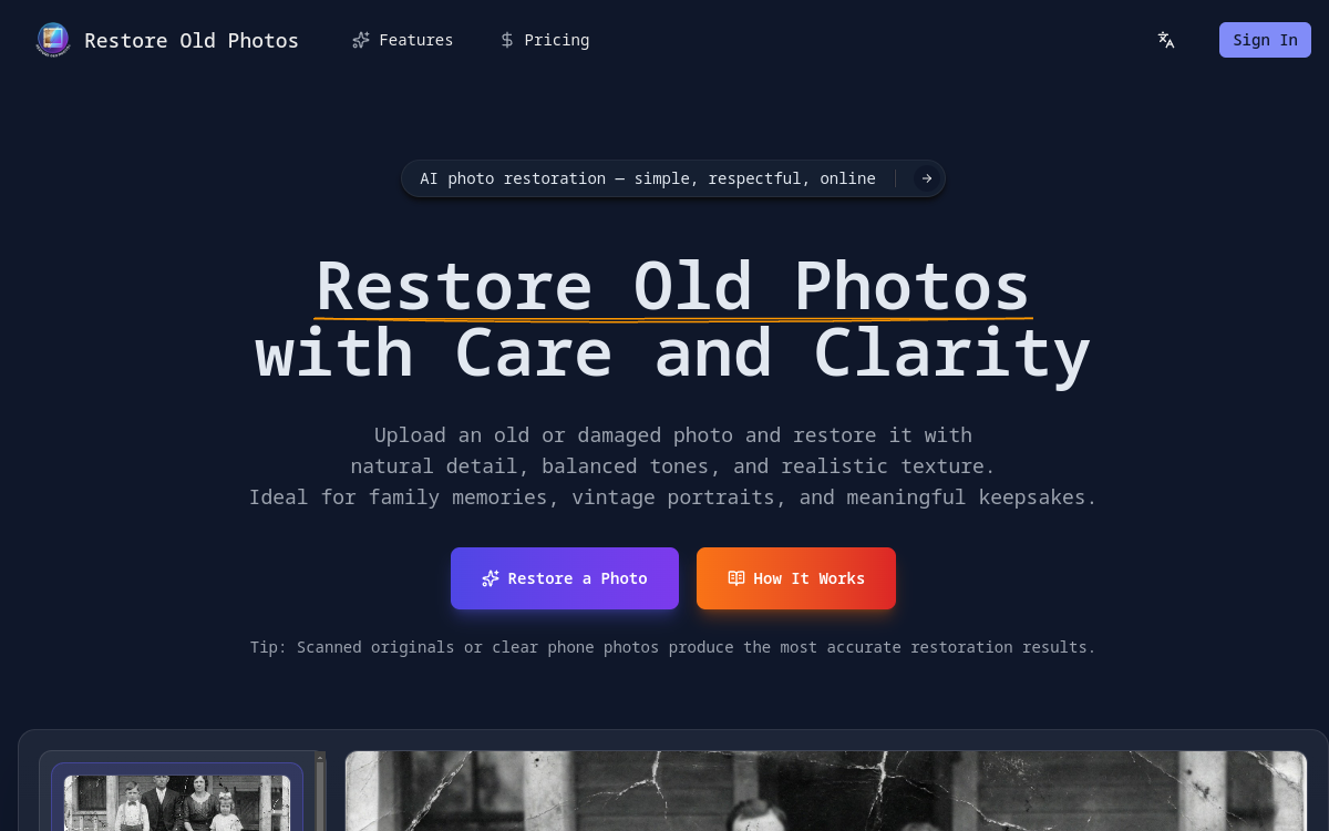 Screenshot von Restore Old Photos