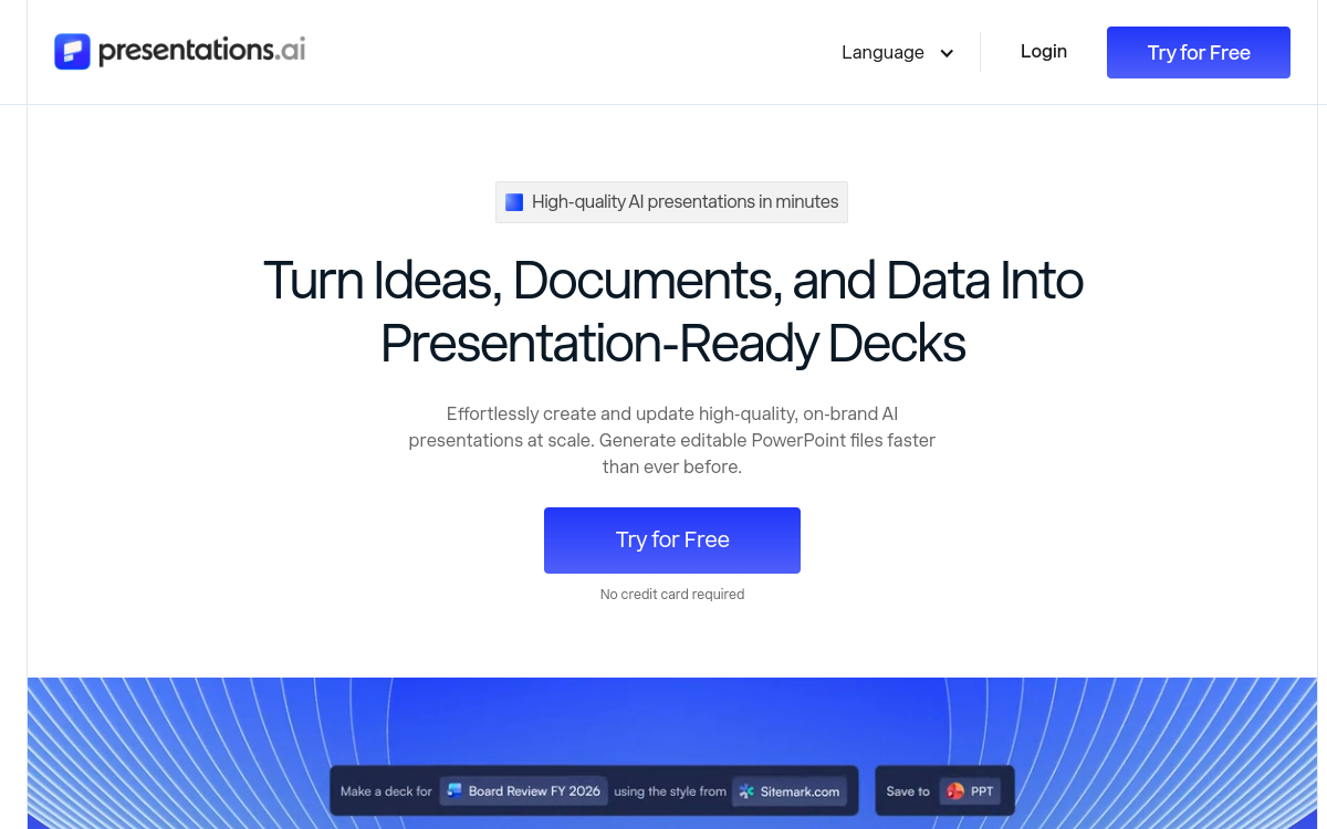Screenshot von Presentations.AI