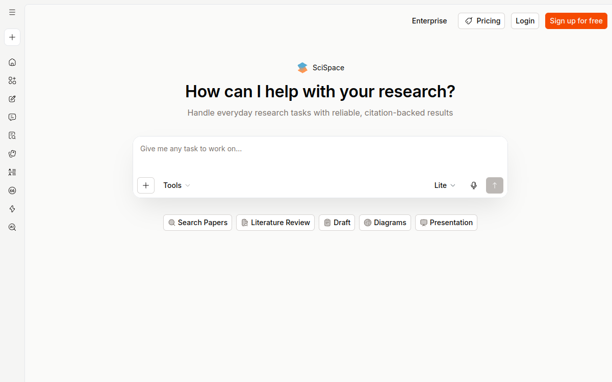 Screenshot von SciSpace