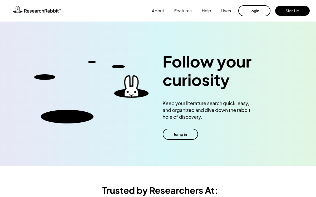 Screenshot von ResearchRabbit