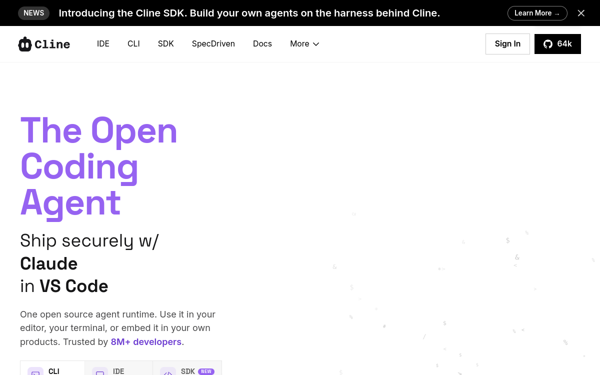 Screenshot von Cline