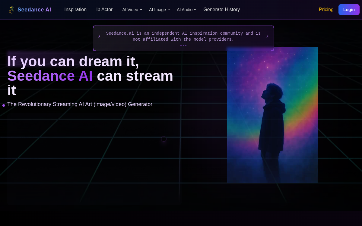 Screenshot von Seedance AI