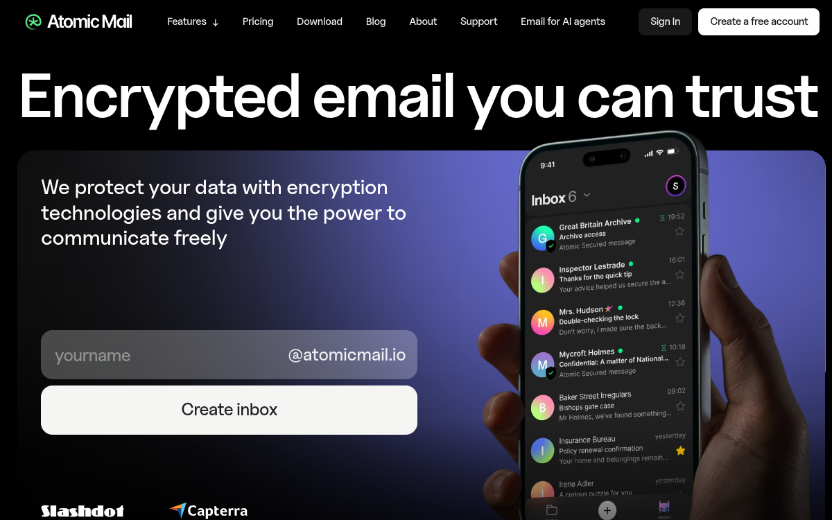 Screenshot von Atomic Mail