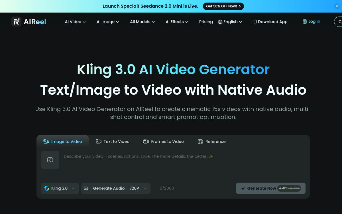 Screenshot von Kling 3.0