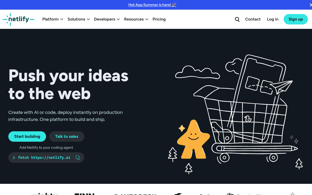 Screenshot von Netlify