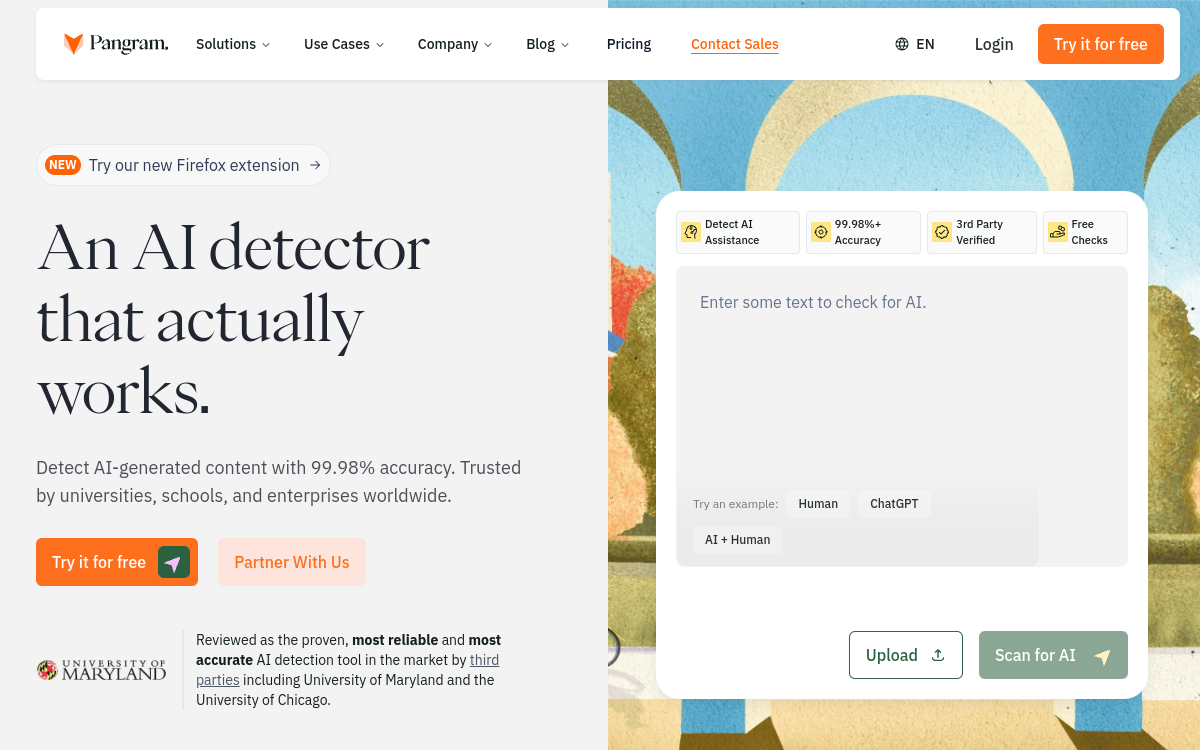 Screenshot von Pangram Labs