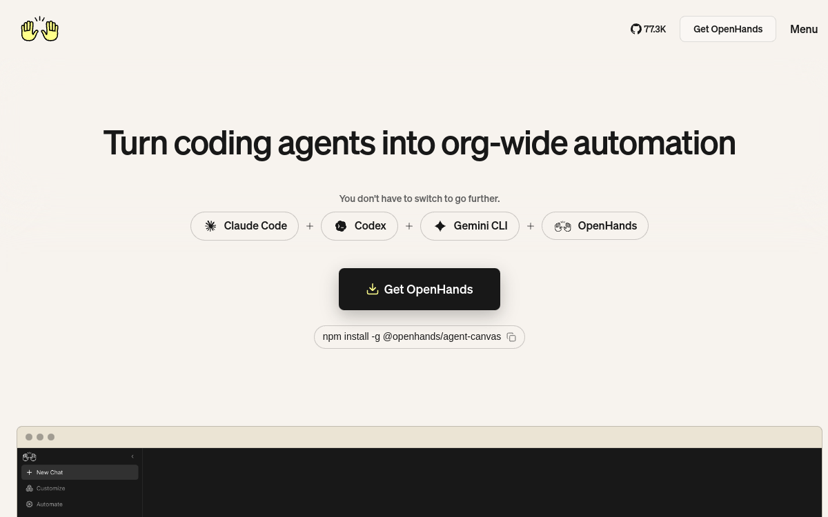Screenshot von OpenHands