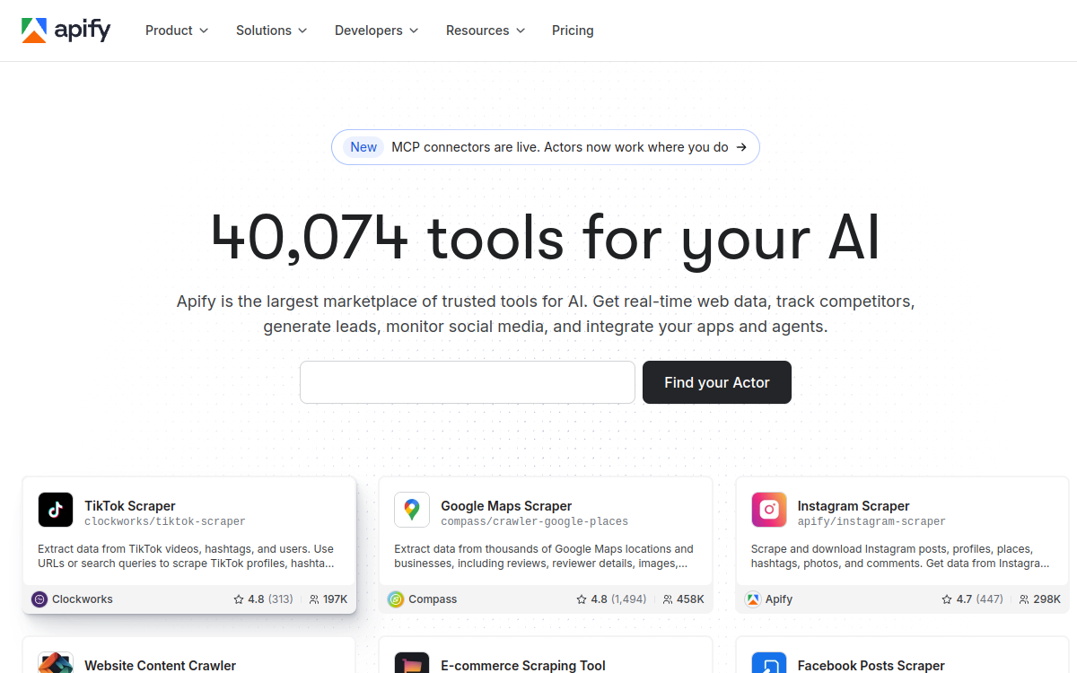 Screenshot von Apify