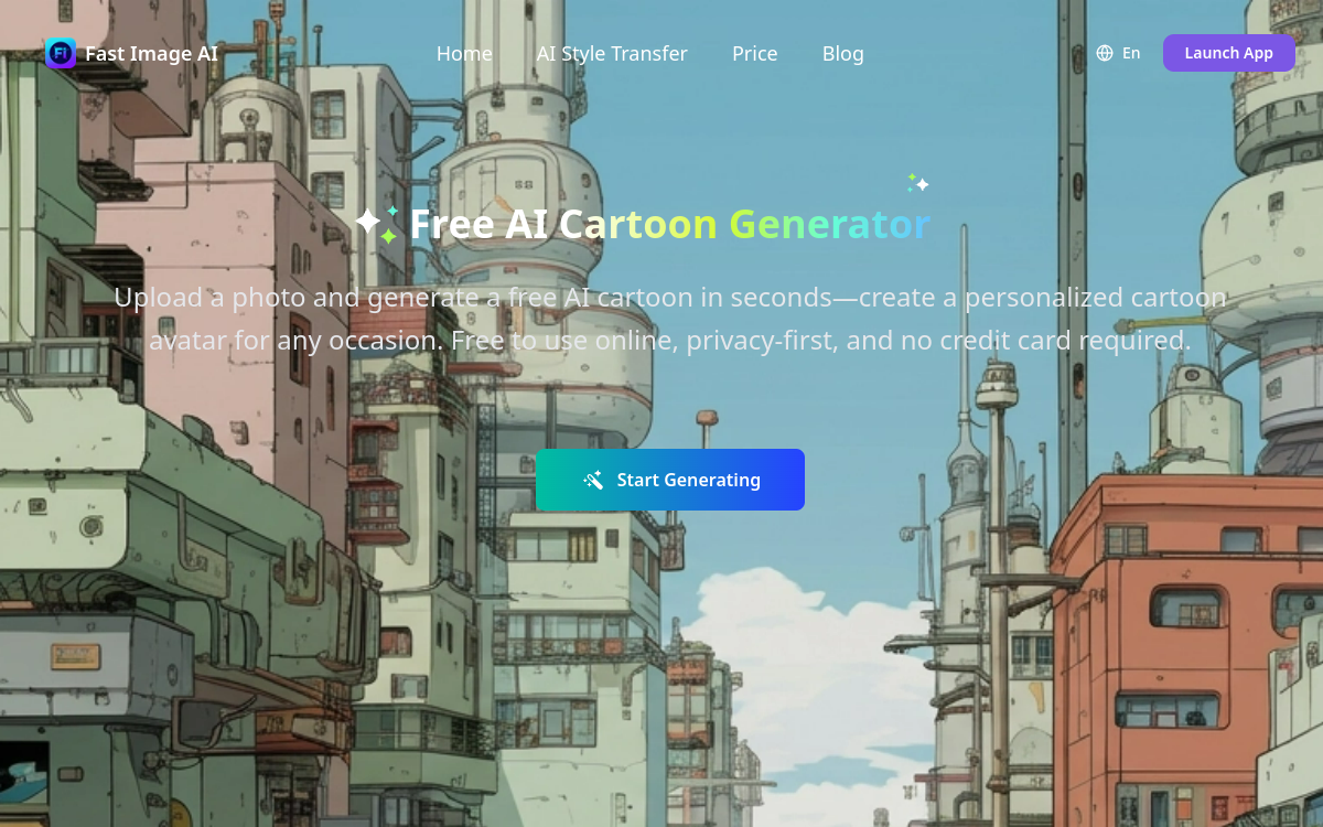 Screenshot von FastImage — AI Cartoon Generator