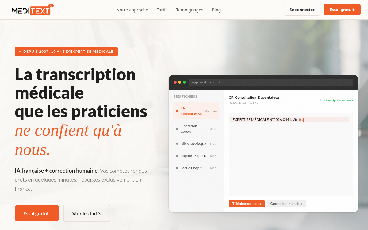 Screenshot von Meditext
