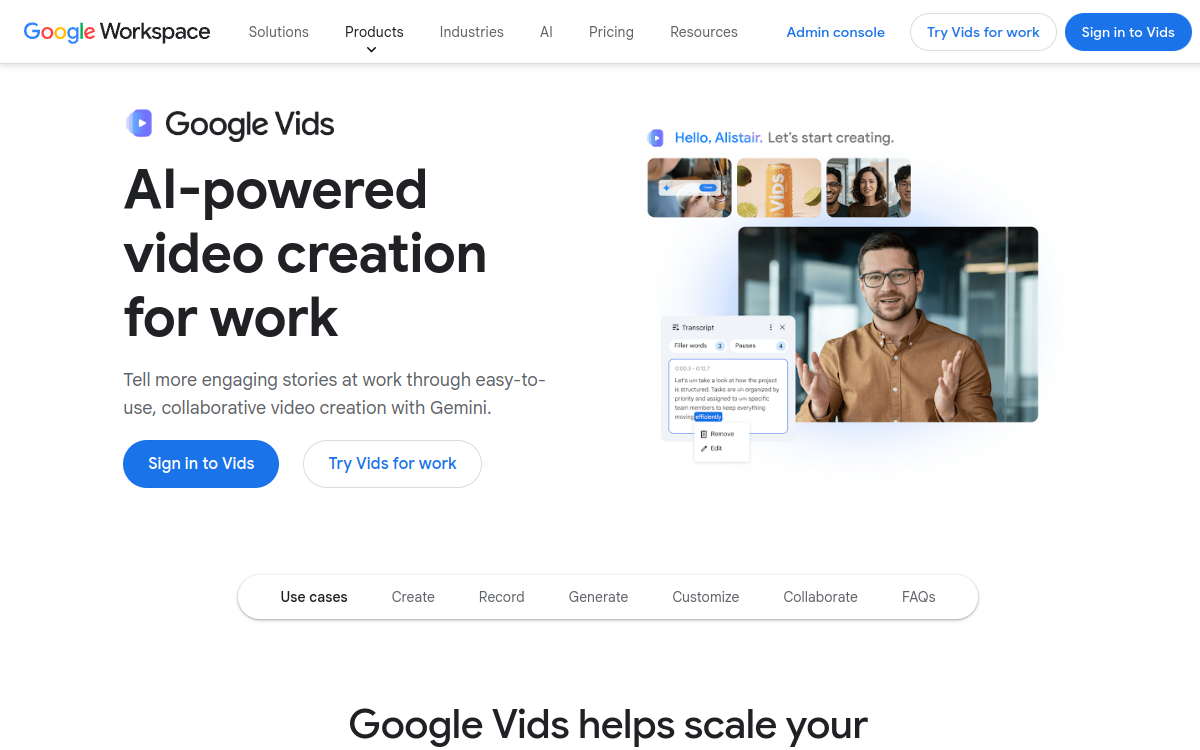 Screenshot von Google Vids