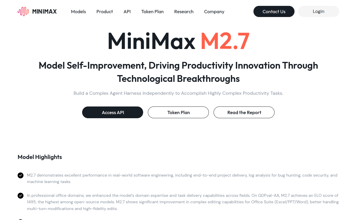 Screenshot von MiniMax M2.7