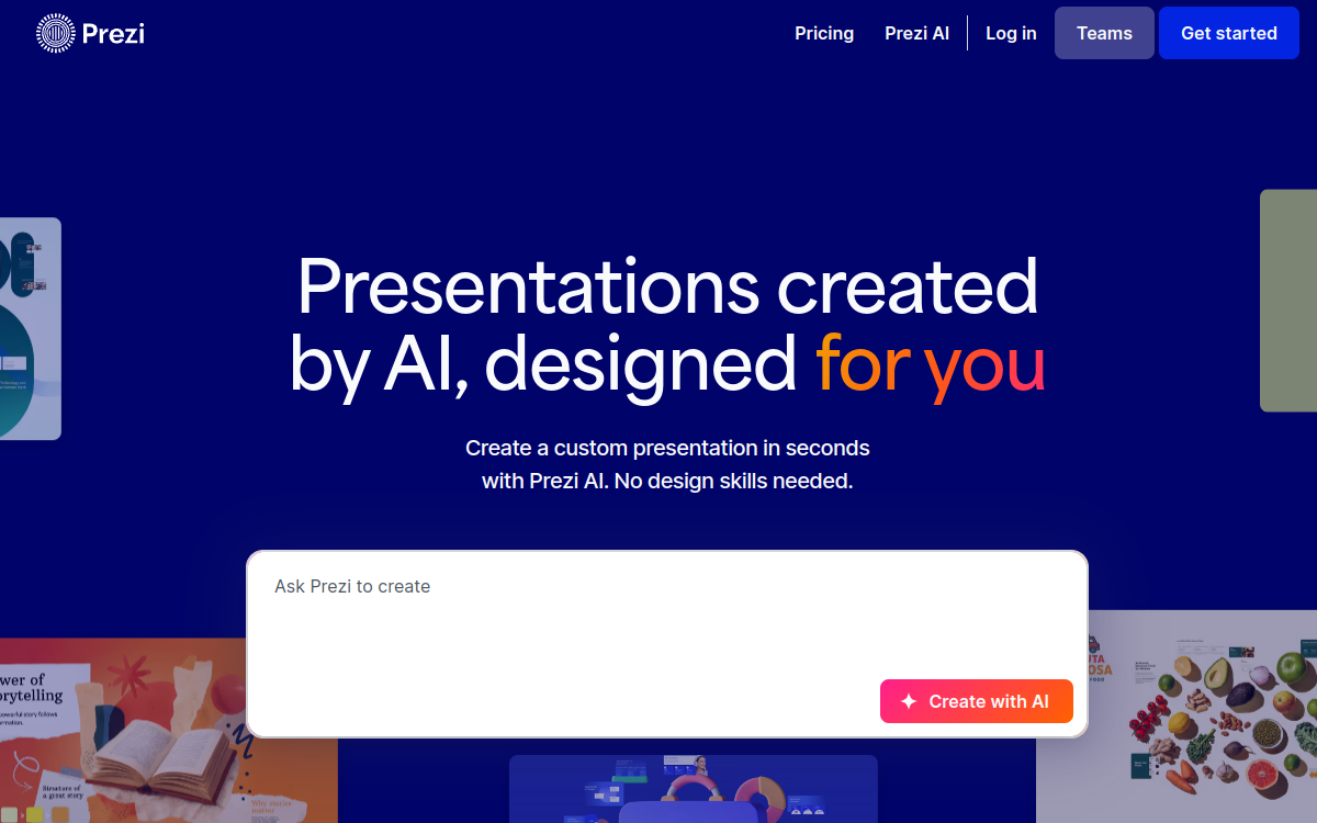 Screenshot von Prezi AI