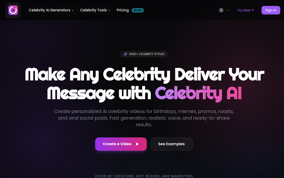 Screenshot von CelebrityAI