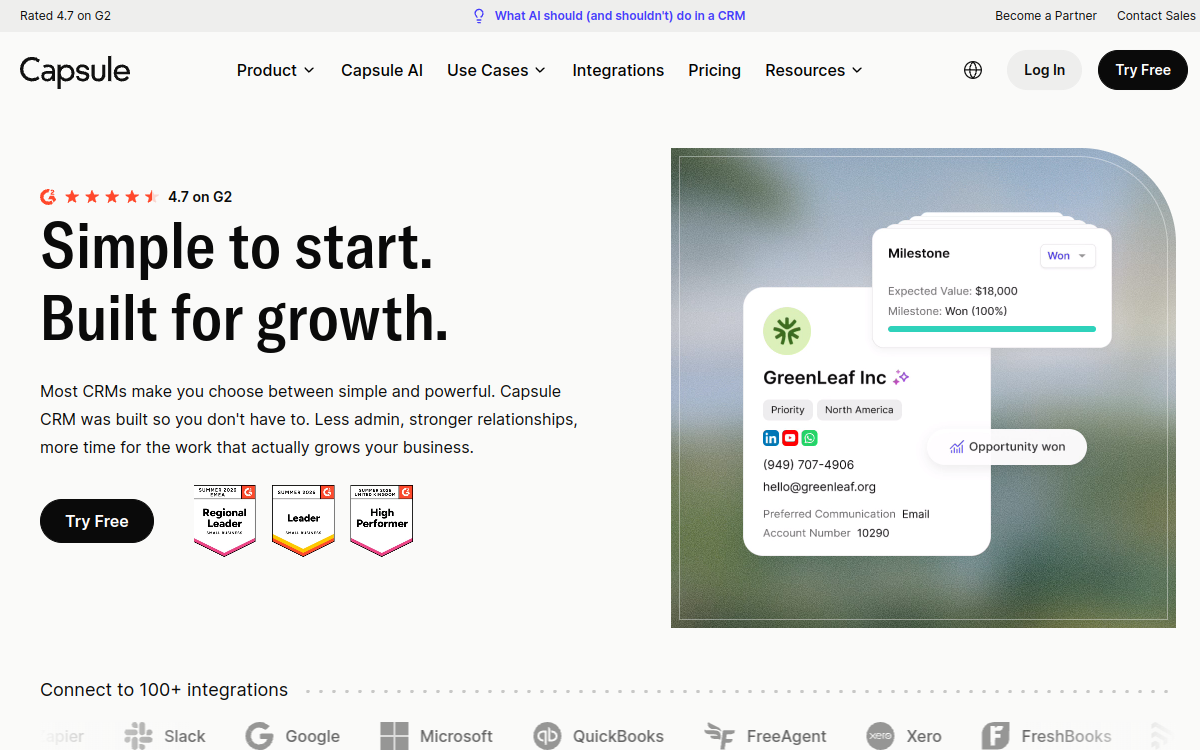 Screenshot von Capsule CRM