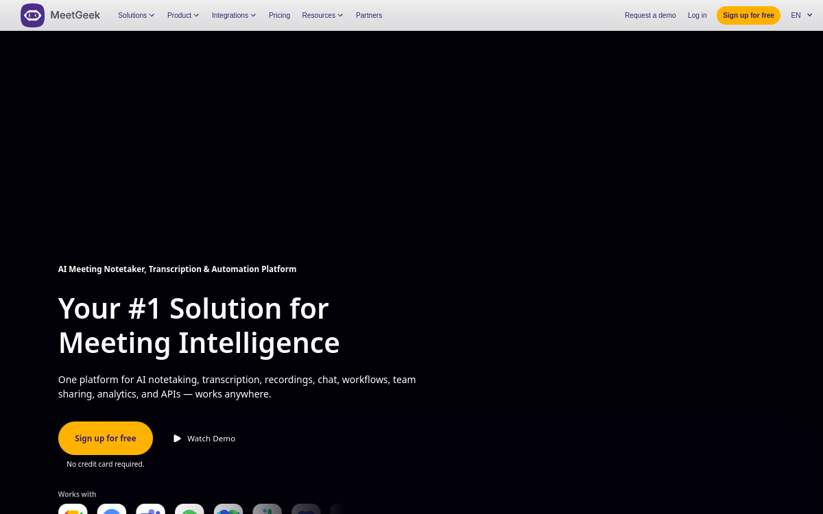 Screenshot von MeetGeek