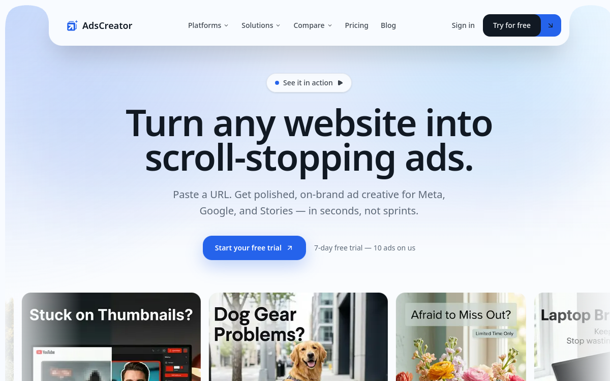 Screenshot von AdsCreator