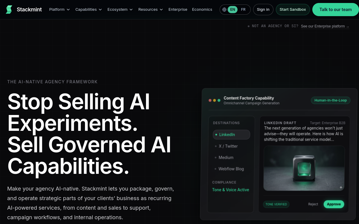 Screenshot von Stackmint AI