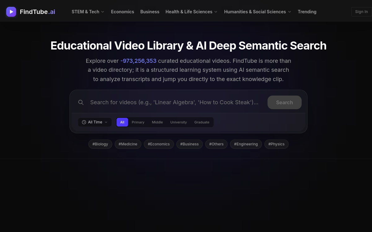 Screenshot von Findtube AI