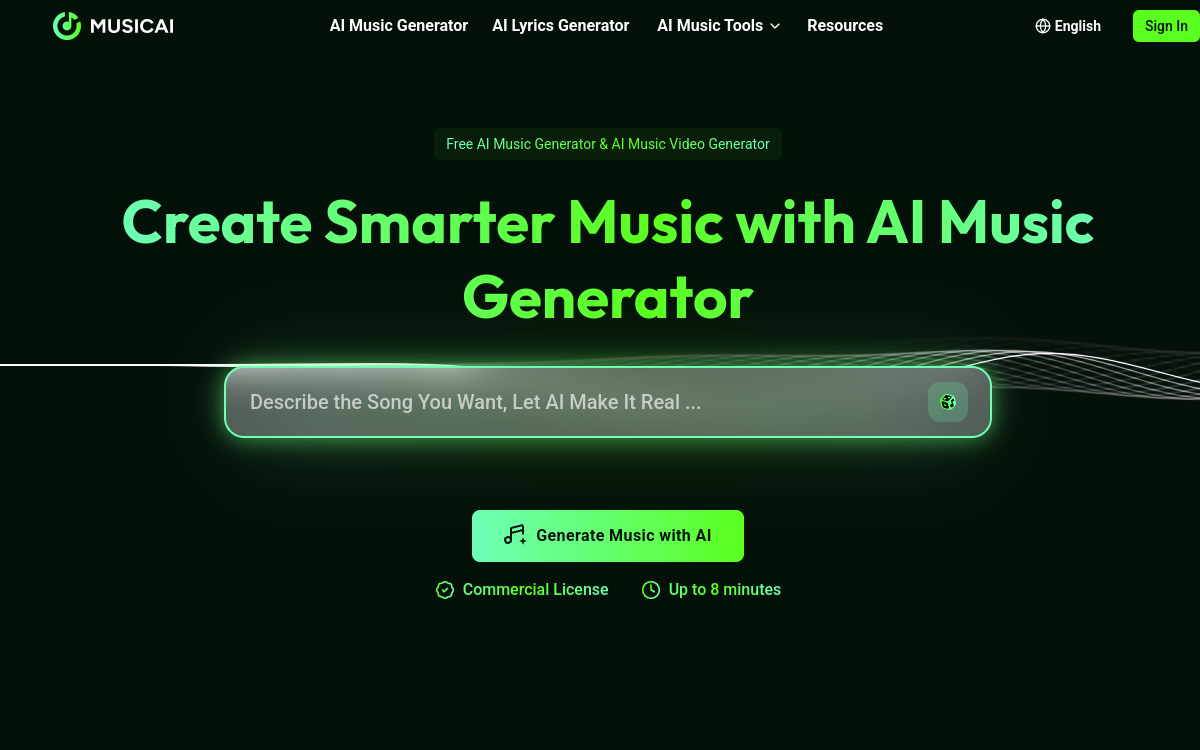 Screenshot von MusicAI