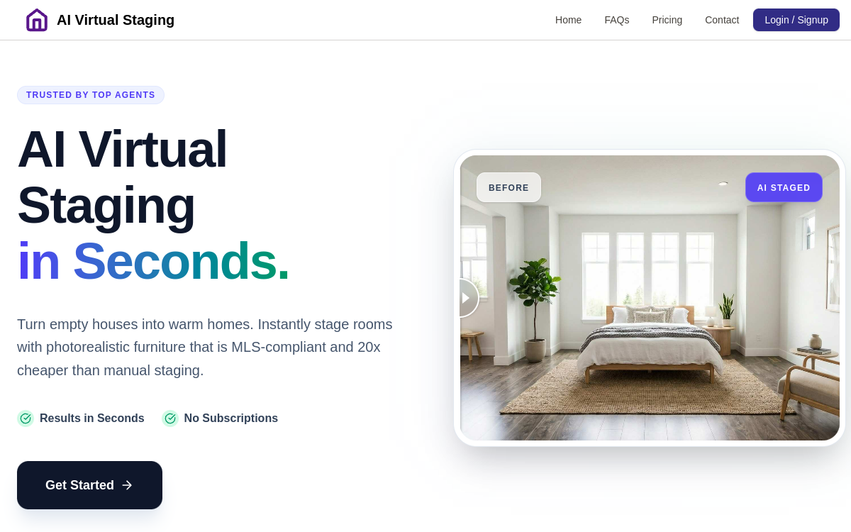 Screenshot von AI Virtual Staging