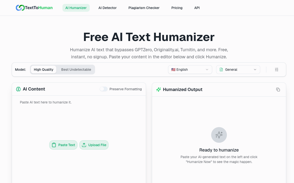 Screenshot von TextToHuman