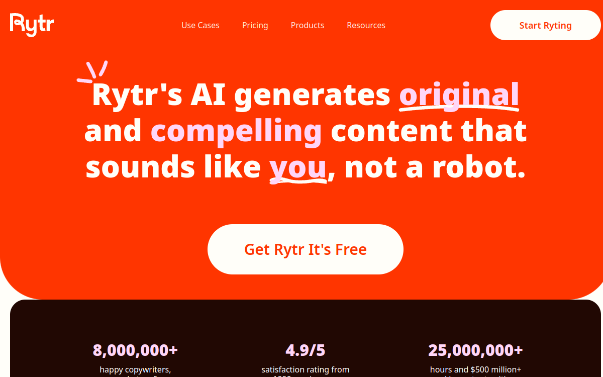 Screenshot von Rytr