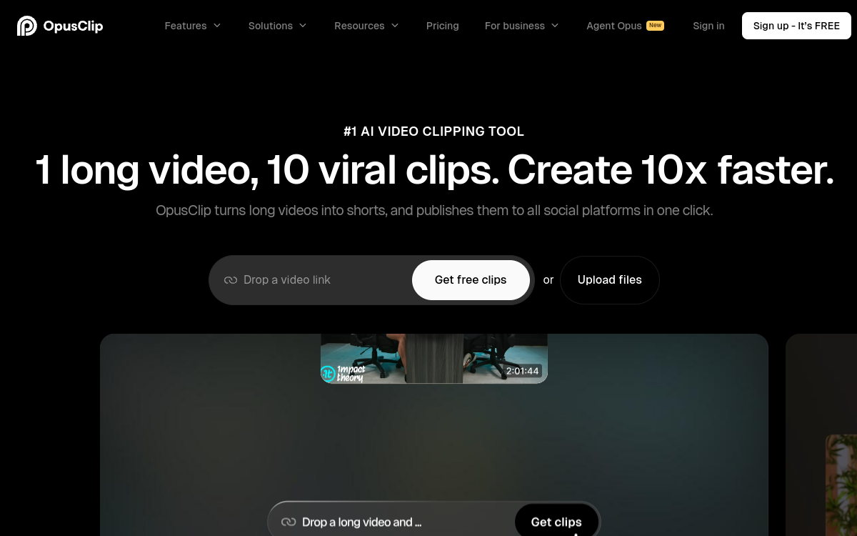 Screenshot von OpusClip